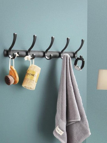黑色浴室衣服掛鉤一排長條櫃衛生間毛巾免打孔進門玄關墻壁掛北歐LX 免運開發票