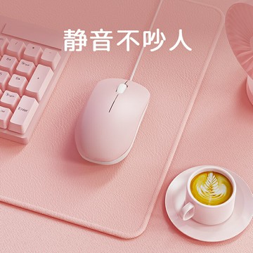 有線鼠標2024新款靜音筆記本臺式電腦通用粉色女生中小手可愛辦公【益三和】可開發票