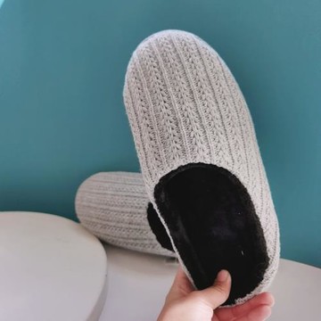 出口原單男士棉拖鞋厚底防滑靜音軟底防臭無味毛線縫制拖鞋外貿拖