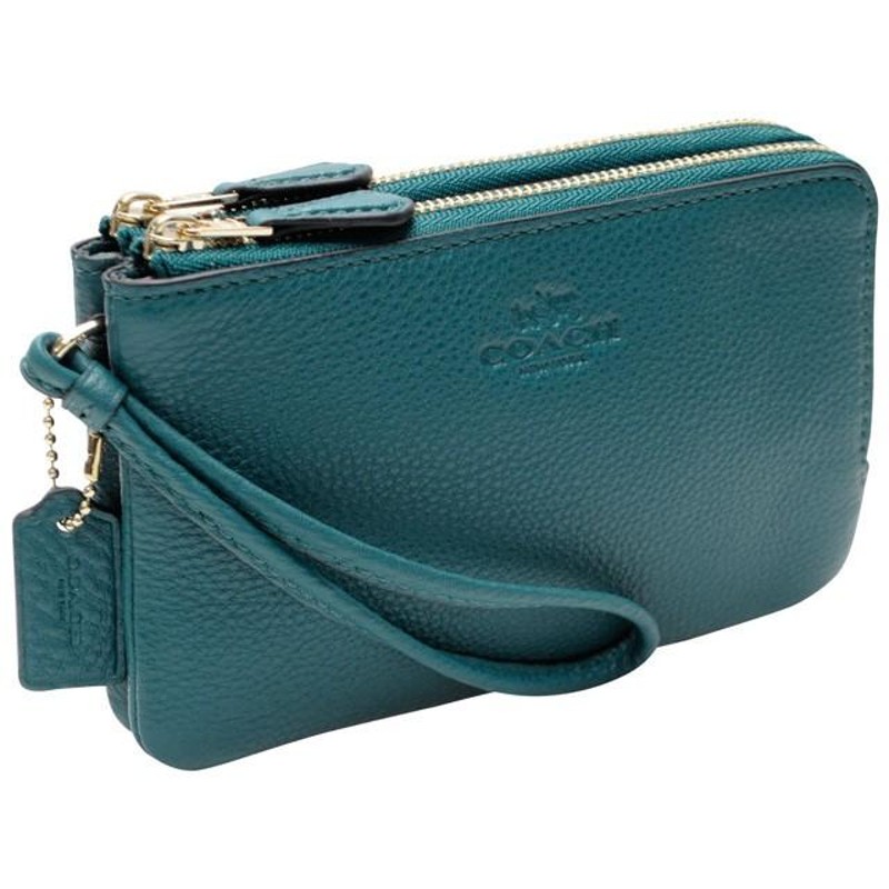 COACH コーチ　ダブルジップポーチ　長財布　リストレット たチェリー　デニム COACH コーチ ダブルジップポーチ 長財布 リストレット たチェリー