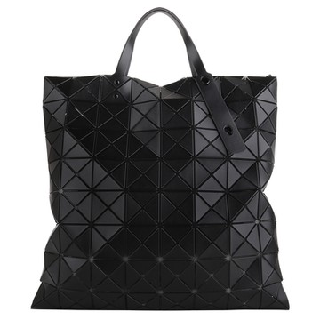 ISSEY MIYAKE  BAOBAO 皮質幾何大方格8x8 手提包(黑色)大