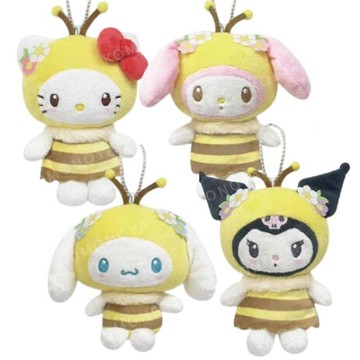 小禮堂 Sanrio 三麗鷗 絨毛玩偶零錢包吊飾 (蜜蜂系列) Kitty 美樂蒂 酷洛米 大耳狗