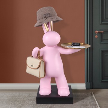 創意兔子落地收納托盤擺件輕奢房間布置客廳臥室裝飾喬遷新居禮品