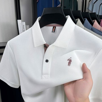 夏季Polo衫高端商務短袖POLO衫寬鬆男士t恤純色刺繡休閒翻領上衣