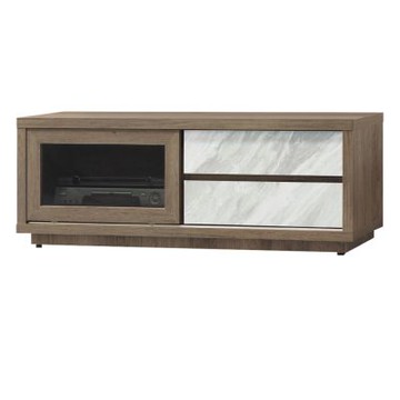 文創集 卡登4尺推門二抽電視櫃(仿大理石紋路耐磨美耐皿面板)-120x40x45cm免組