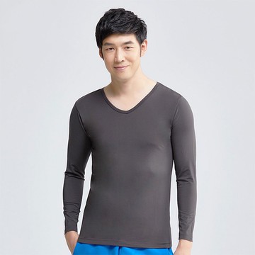 MIT溫灸刷毛V領發熱衣(銀河灰 男S-3XL)