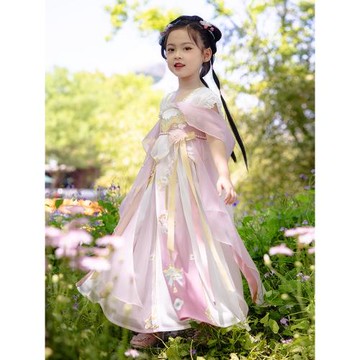 旗鉑漢服女童夏兒童古風超仙古裝2025新款女孩日常可穿中式公主裙