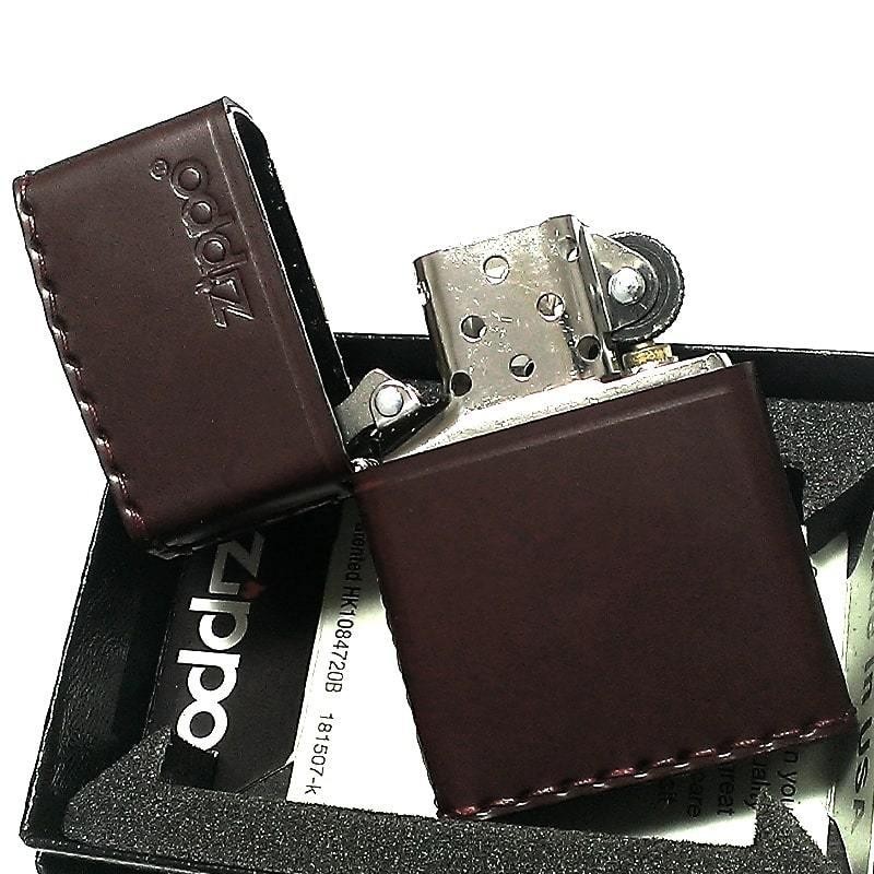 ジッポ 革巻き ZIPPO ライター かっこいい コードバン ロゴデザイン ...