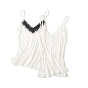 徐凰針織真絲睡衣上衣夏女低胸內搭打底蕾絲V領吊帶背心超薄夏季