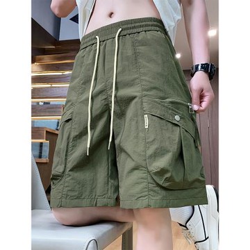 夏季薄款冰絲短褲男生初中生潮流休閑中褲青少年大童工裝五分褲子