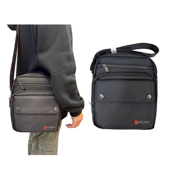 ~雪黛屋~LECAF 斜側包中容量二主袋+外袋共六層8吋平板進口防水尼龍布LW6701(中)