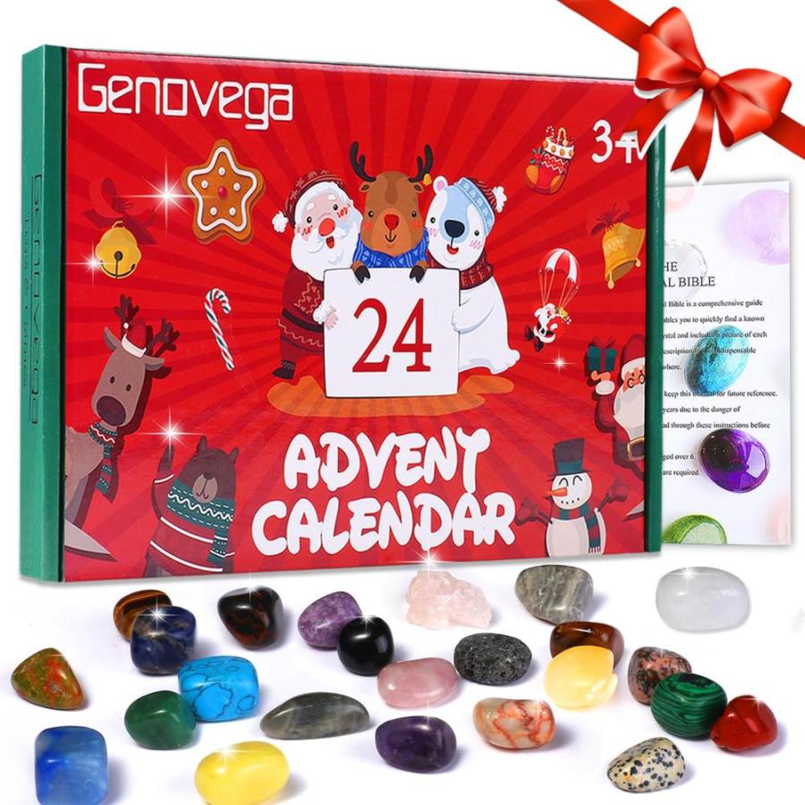 Crystals Christmas Advent Calendar 2023, Countdown Natural Gems Gifts Box f