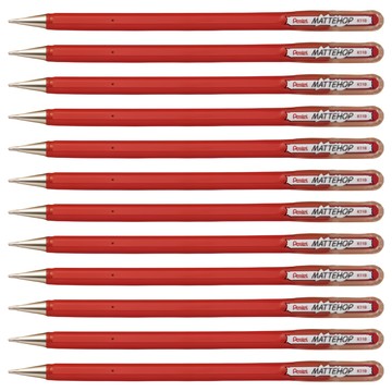Pentel 飛龍文具 MATTEHOP 高彩紅 原子筆 1mm K110-VBX  紅色  12支