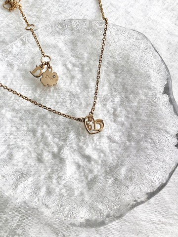 【 日本直送 名牌中古包 】Christian Dior 迪奧 項鍊 金色 愛心 vintage 古董 8guxy2