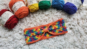 編織髮帶-天虹/橙邊