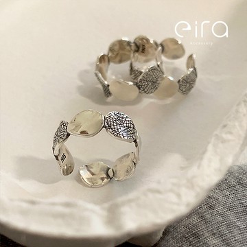 Eira Accessory 不規則圓片造型戒指‧925純銀戒指‧可調式戒指‧時尚 潮流 中性 百搭 CKJZ0055A