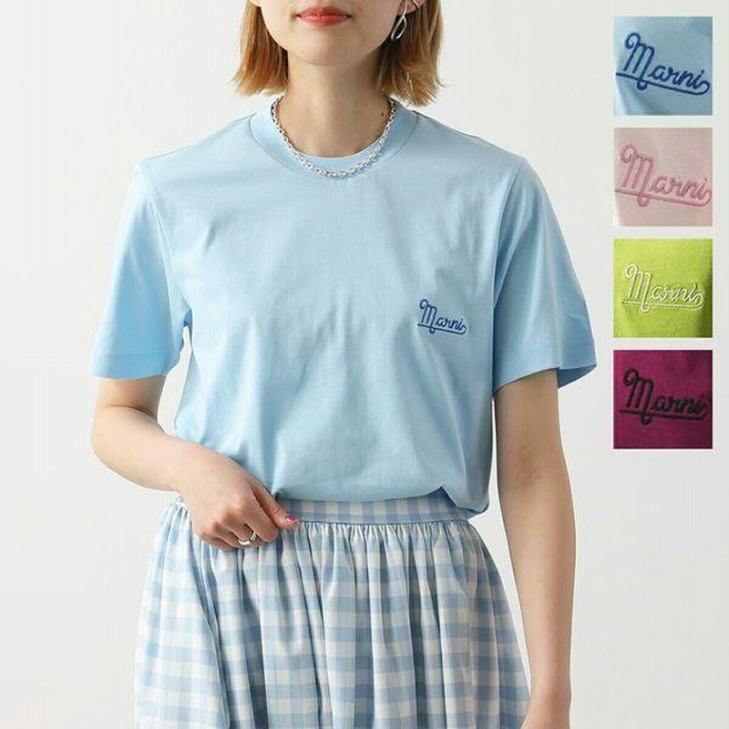 マルニ MARNI ロゴ刺繍Tシャツ THJE0211X5 ブルー サイズ：38 マルニ MARNI MARNI Tシャツ 【1枚単品】THJE0211X0 UTCZ68