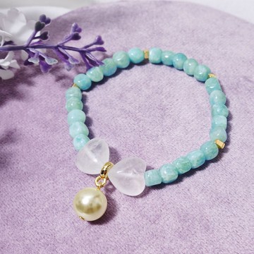 天河石 白水晶 心想事成 黃金貝珠 幸運 人緣 手鍊 禮物 獨家原創