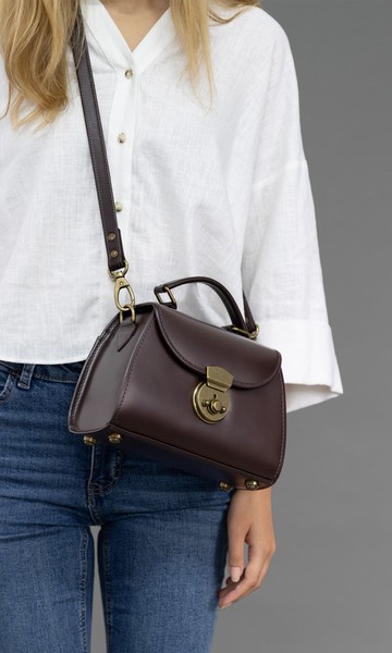 ATHENA 棕色 經典復古手提包