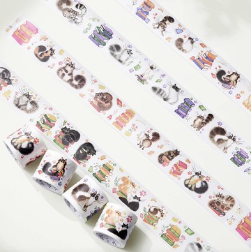 小貓的游戲邀請 和紙膠帶 5米卷 4卷套裝