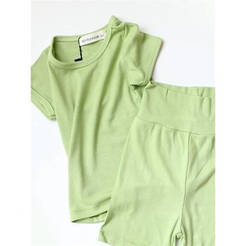 夏款新品minkymom童裝嬰幼兒莫代爾坑條薄款軟糯護肚家居服套裝