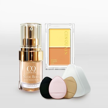 【現省$799 瑕疵掰掰組】CQ思珂 天生美肌恆霧粉底 + 雙色遮瑕盤 送「MINI 拇指粉撲 3入(附收納盒)」-丫頭推薦