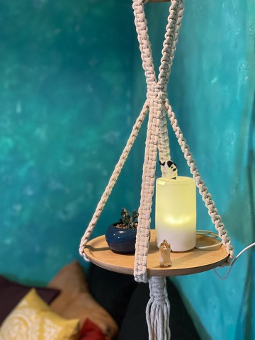 Macrame編織植物擺設木盤吊籃