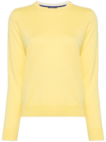 N.Peal - contrasting-border jumper - women - Cotton/Cashmere - L - Yellow