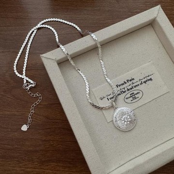 S925純銀重工肌理感鋯石項鏈時髦簡約鎖骨鏈小眾設計感甜酷風百搭