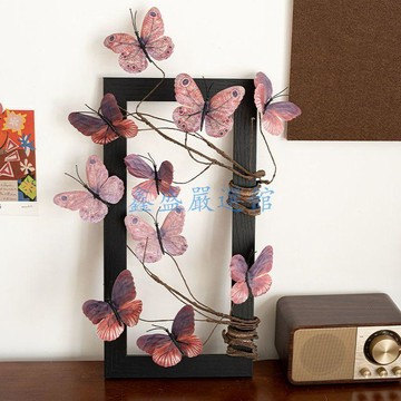 💖臺灣-出貨💖ins中古風仿真蝴蝶花相框擺件客廳桌面裝飾品diy畫框民宿電視櫃8AD9