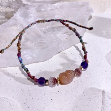 Hikari 光 無編界系列 |太陽石|金草莓超七|水晶編織手鍊 A30-1