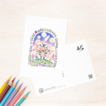 5張組。宛如繪本般的明信片「礦石收藏家」PC-210