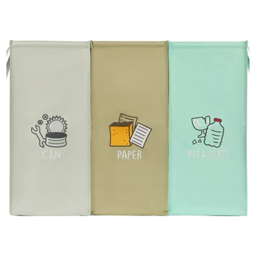 comet 大型分類回收箱 54L 3入  灰綠色 + 卡其色 + 綠色  30 x 30 x 60cm