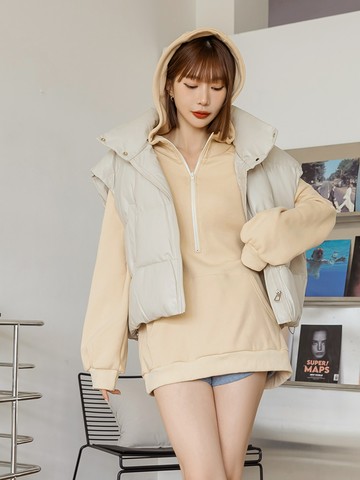 保暖內刷毛織紋拼接連帽上衣