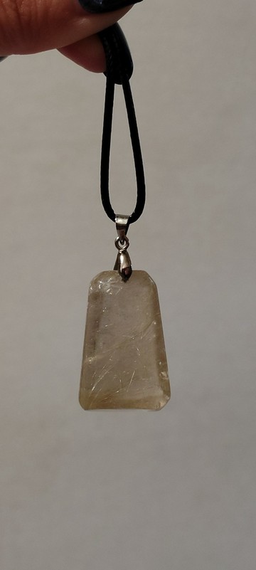 金絲香檳 瑩透糖片【髮晶吊墜附皮繩】/一物一拍