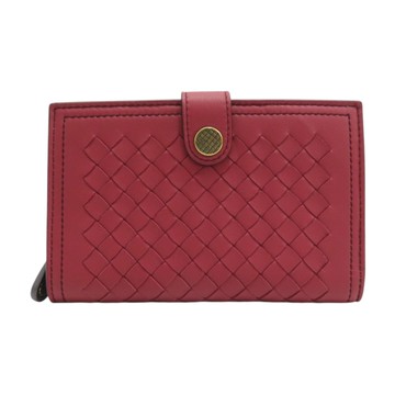 BOTTEGA VENETA BV 寶緹嘉 紅色 編織羊皮 扣式兩折中夾 【二手名牌BRAND OFF】