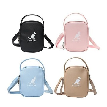 KANGOL 斜側方包小容量手提肩背二層主袋進口防水防刮皮革材質