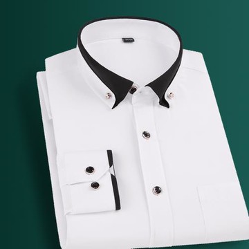 鉆扣彈力免燙冰絲襯衫男短袖夏季薄款長袖商務休閑抗皺孔雀藍襯衣