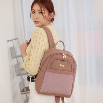 【金安德森】Harriet 菱格紋多功能後背包-玫瑰粉