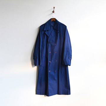 【蛋植物古著】藍月湖面純色古著風衣