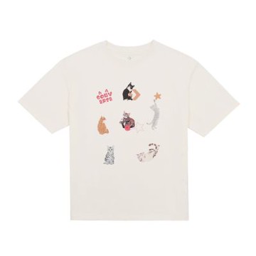 CONVERSE VY JERSEY LOOSE TEE EGRET 短袖上衣 女 白色-WCH662-W2Y