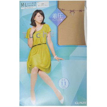 GUNZE 郡是 Tuche 輕著壓左腳踝小蝴蝶鍊墜水鑽圖騰裝飾褲襪(膚色/M-L)