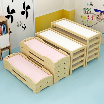 幼兒園午睡床午休小學生疊疊床托管班午托兒童帶護欄實木專用床 b8082