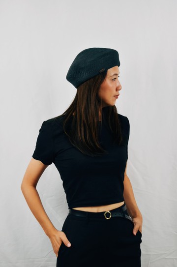 文青純色貝蕾帽-黑色