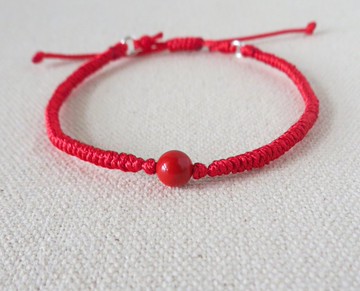 【金剛結】本命年【幸運石】硃砂韓國蠟線手鍊*GC07開運、避邪
