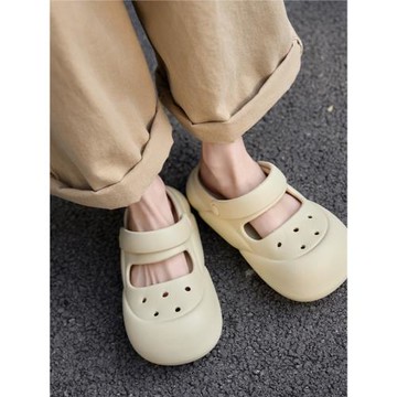 瑪麗珍洞洞鞋女ins2024春季新款外穿厚底防滑踩屎感包頭涼拖鞋潮