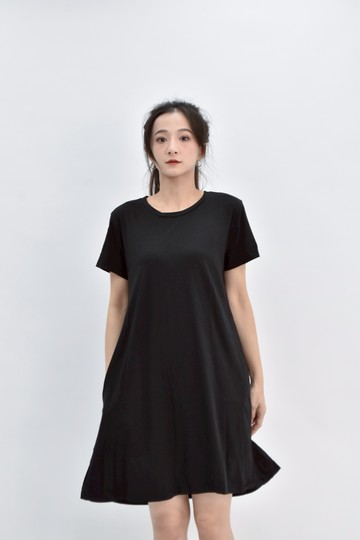 (M) net棉質短袖黑色洋裝