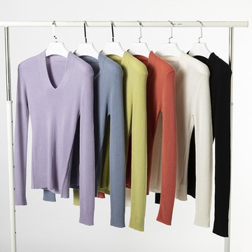 現貨+預購 羊毛衫針織毛衣-V領經典簡約舒適防寒保暖女毛衣7色73yv1【獨家進口】【米蘭精品】