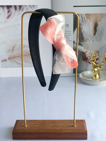 原創粉色蝴蝶結髮箍