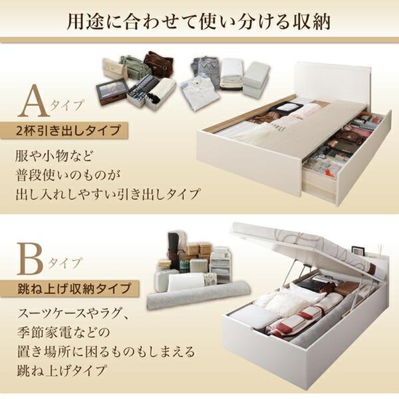 ベッドフレーム 収納ベッド 壁付できる棚コンセント付国産ファミリー